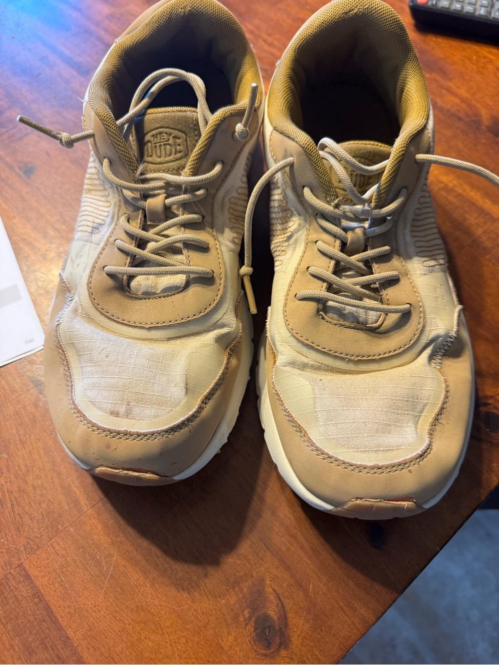 Hey Dude Mens Beige/Tan Casual Sneakers